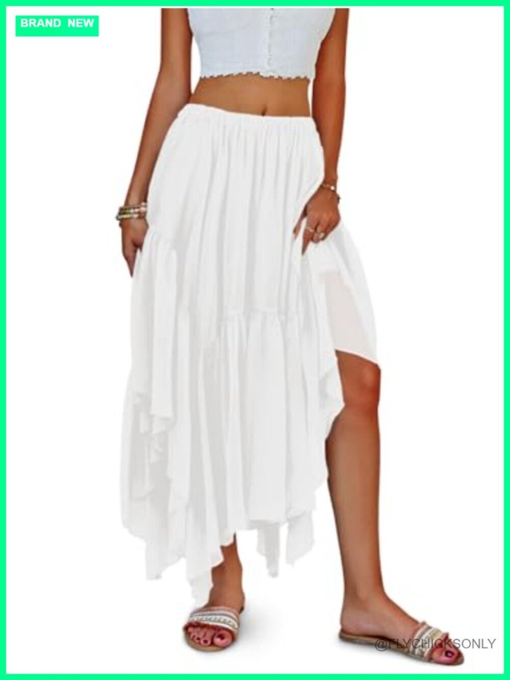 Boho Maxi Skirt Asymmetric High-Low Hem Flowy Bohemia Long Skirt